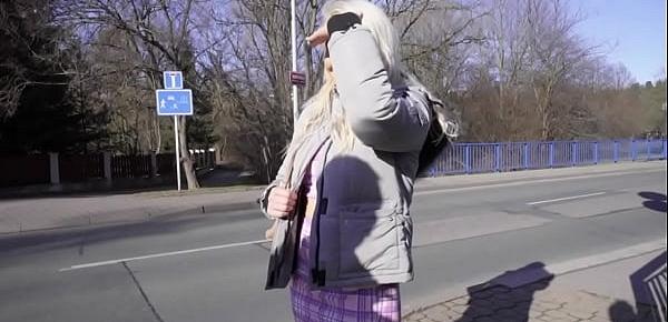  Public pickedup amateur with sweet puffy nipples gets her pussy spread by lucky stranger